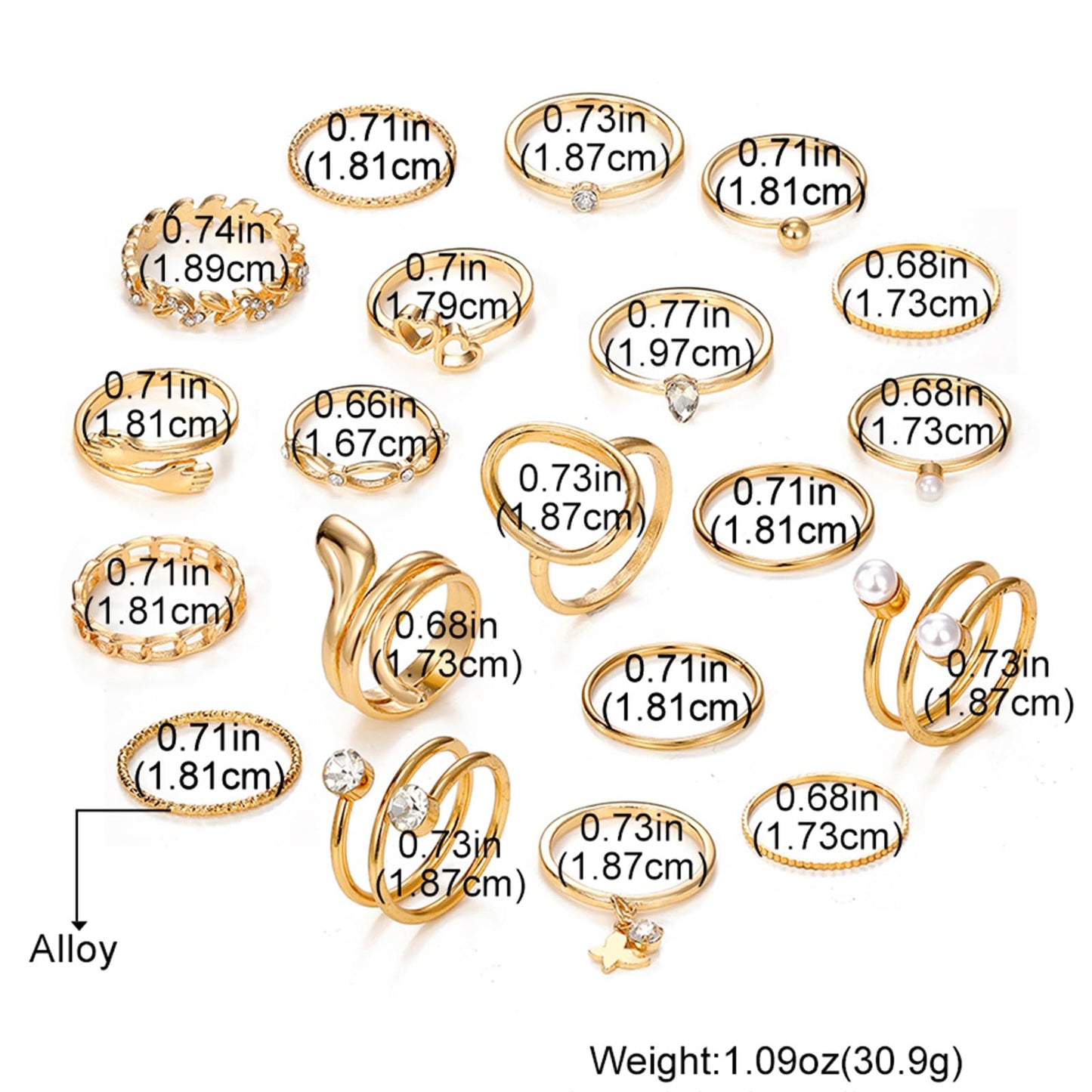 IFKM 20 Pcs Gold Knuckle Rings Set For Women Vintage Stackable Joint Finger Midi Rings Dainty Cubic Zirconia Crystal Simple Twist Hollow Cute Rings Pack Jewelry Gift