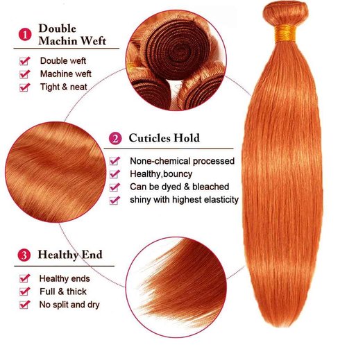 Condescension Human Hair Bundles 24 26 28 inch Orange Burnt Orange 350 Straight Wave Bundles Human Hair Unprocessed Brazilian Virgin Hair for Black Women