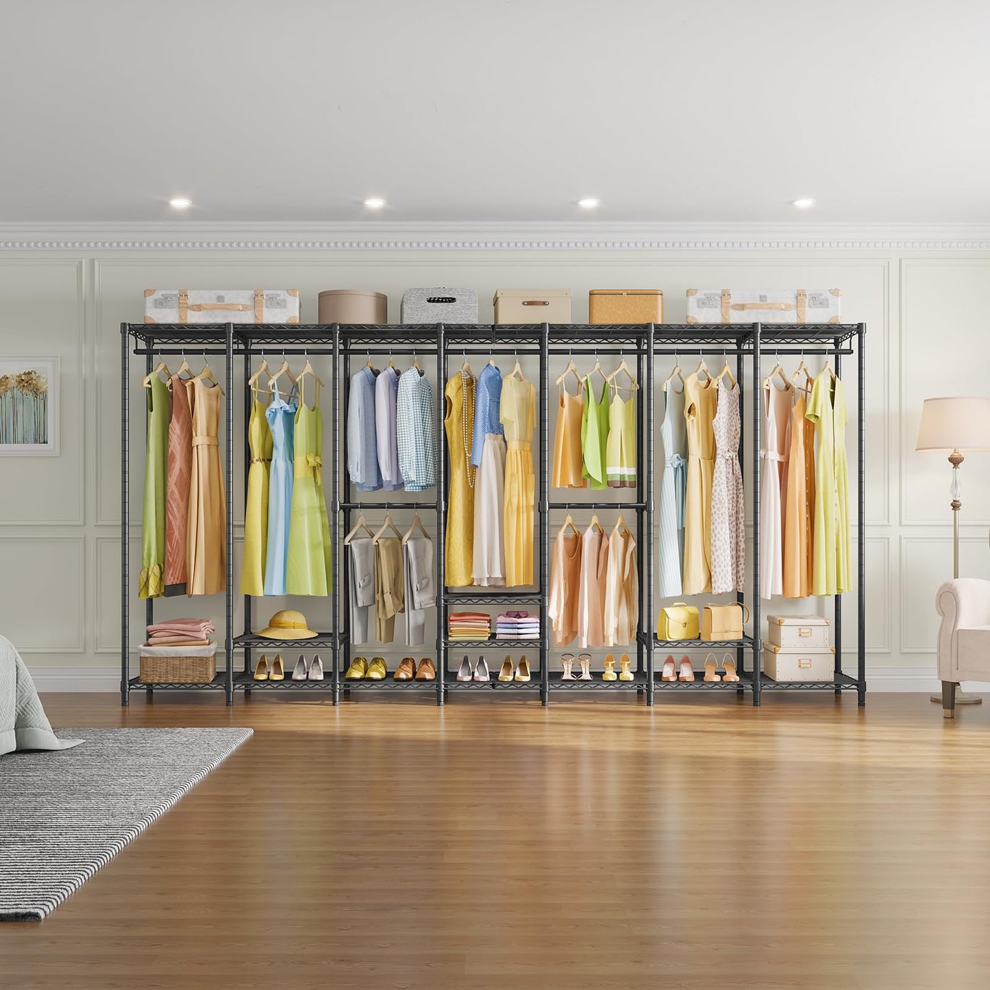 VIPEK V70 Extra Large Clothes Rack Heavy Duty Garment Rack, Freestanding Wardrobe Metal Closet for Hanging Clothes, Bedroom Organizer and Storage, Max Load 1670lbs, Black