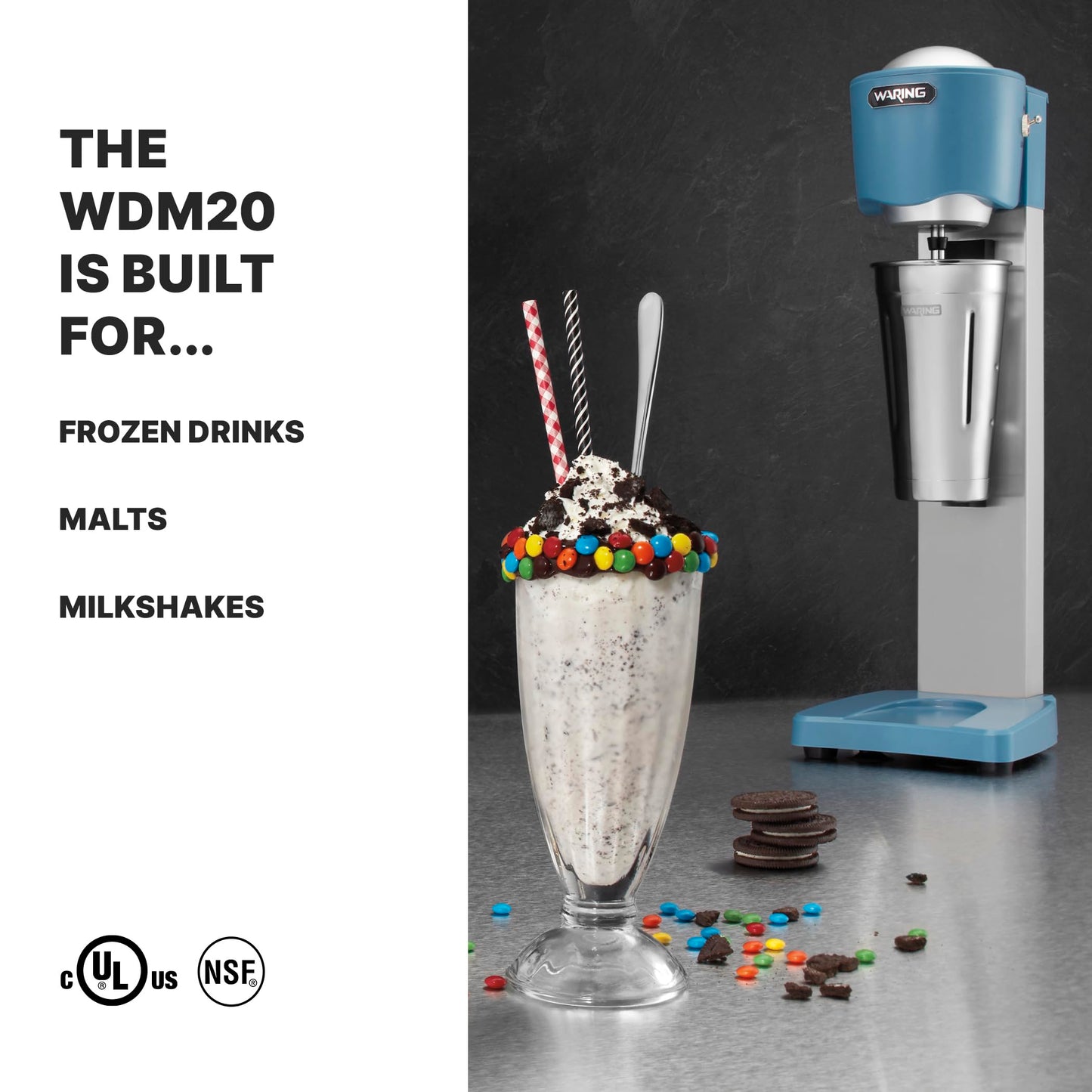 Waring Commercial Light-Duty Single Spindle Drink Mixer, 1 Cup Included