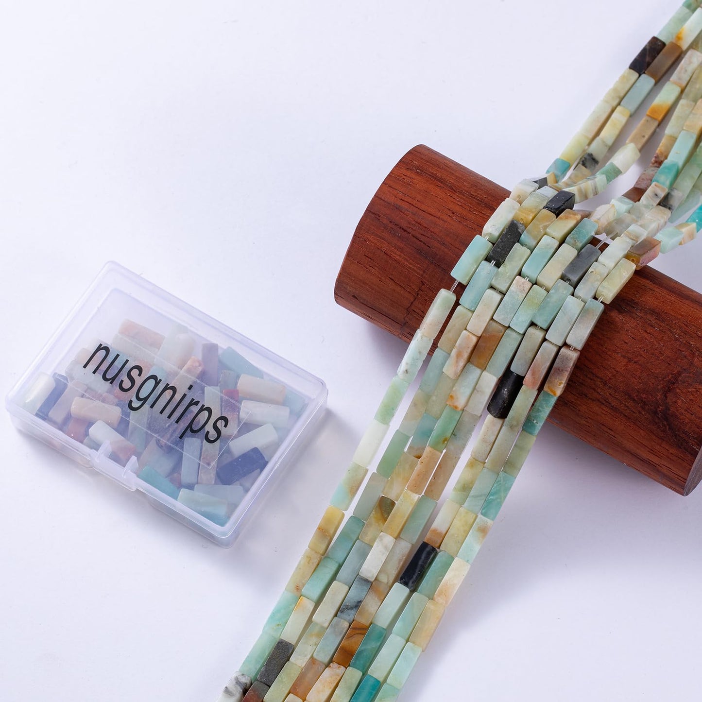 Natural Amazonite Rectangle Tube Beads 4x13mm 38cm/str Loose Semi Gemstone Stone Beads for Making Bracelets Necklace Earrings