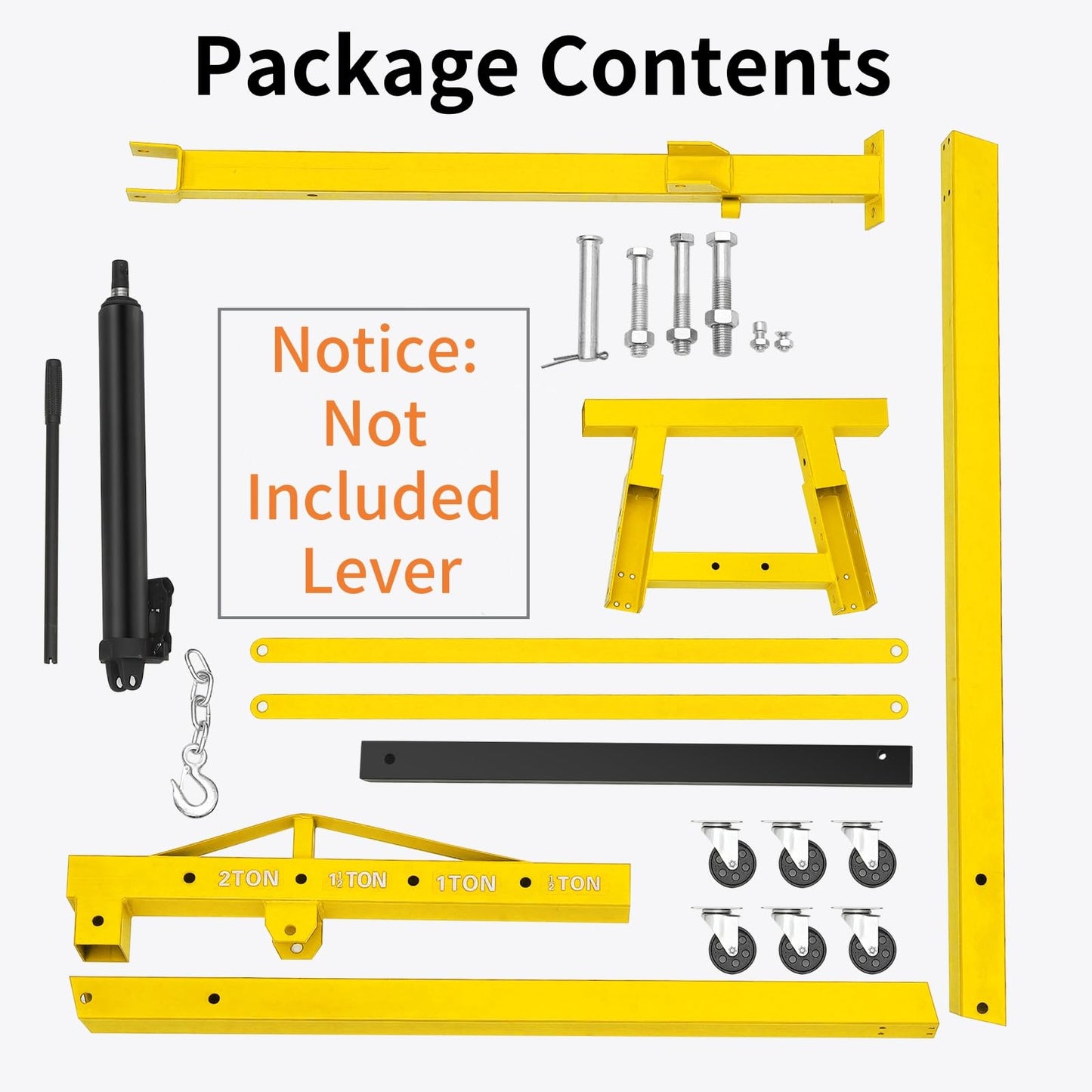 2-Ton Folding Hydraulic Engine Hoist, 4400 LBS Portable Engine Shop Crane with 6 Casters & Telescopic Boom, Foldable Cherry Picker Hoist Lift for Garage, Workshop, Warehouse, Heavy-Duty, Yellow