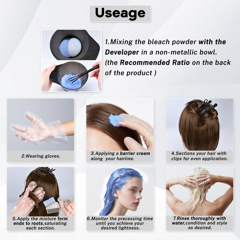 Hair Bleach 500g / 17.41oz, Large Capacity Salon Grade Bleach for Hair, Mild Bleach Powder Quickly Remove Hair Color, Refreshing Create Fashionable Styling