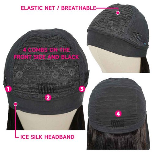 VIVIBABI Headband Wig Human Hair Kinky Straight 20 Inch Glueless None Lace Front Wigs for Black Women Headband Half Wigs 180% Density Natural Color