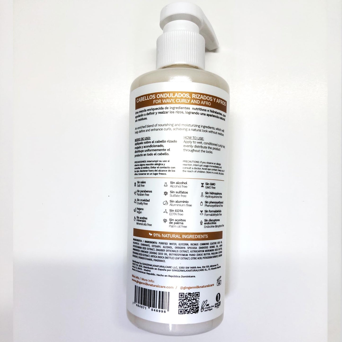 Ginger Milk Leave in Conditioner for Curly, Wavy, and Coily Hair | Hydrates, Nourishes and strengthens | curl cream & curly hair products Be Yourself 8.5 oz