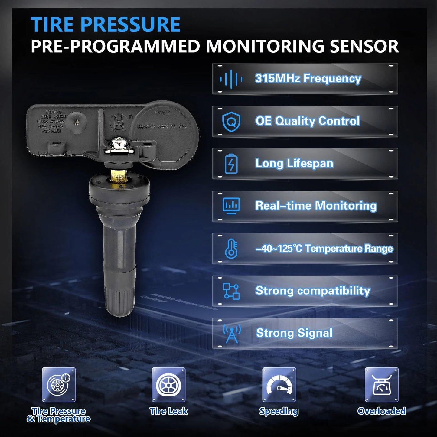 POHILA TPMS Sensor,4-Pack Tire Pressure Monitoring System Sensor Replacement for GM Chevy GMC Cadillac Buick, 315Mhz Tire Pressure Monitoring Sensor,Replaces OE 13598771 13598772 13586335 13581558