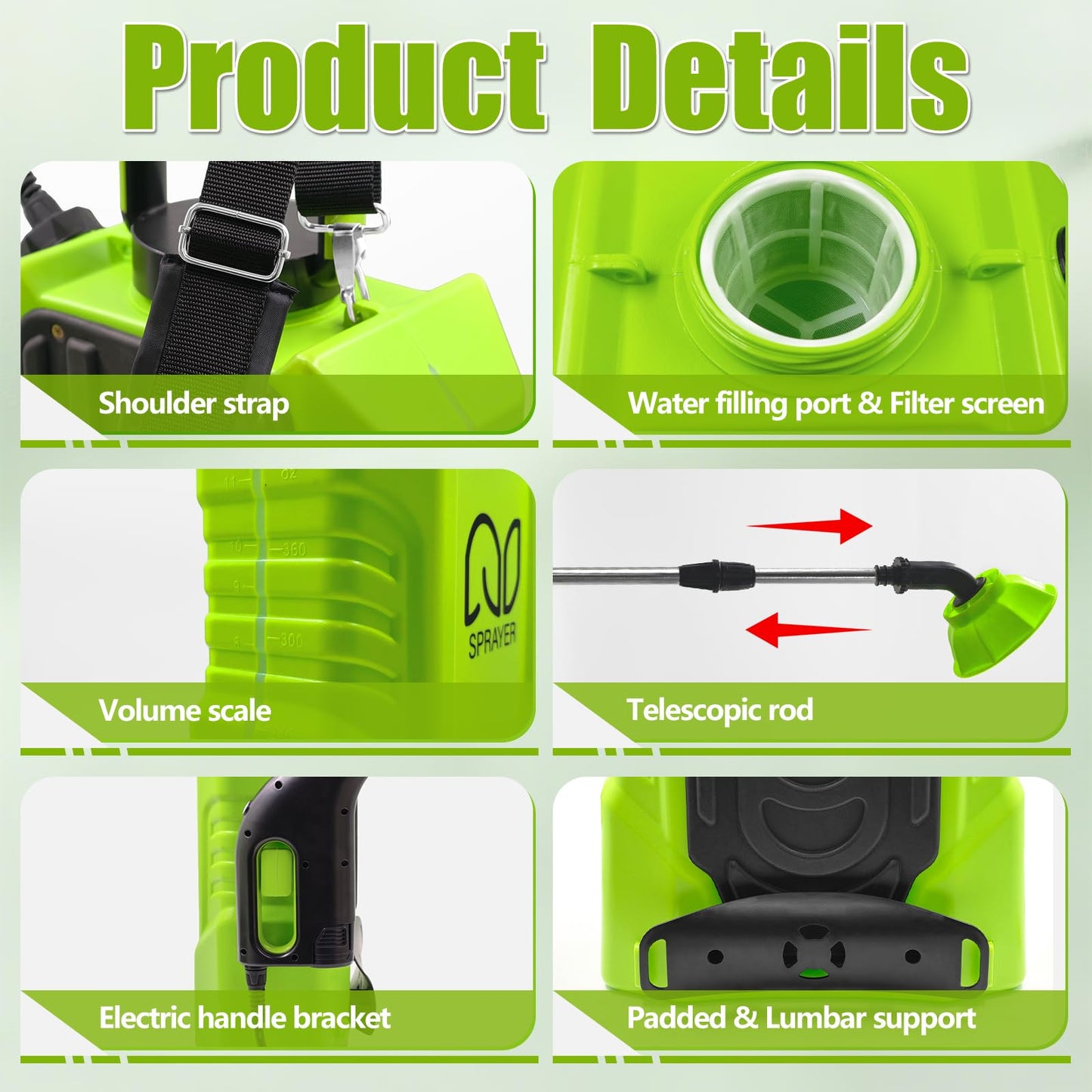 Battery Powered Backpack Sprayer 3 Gallon, Garden Sprayer with 3 Adjustable Pressures & Digital Display, Electric Pump Sprayer with 2.2Ah Battery, Telescopic Wand, 5 Nozzles for Yard Lawn