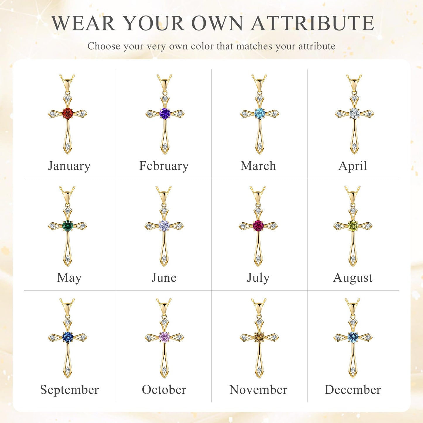 14K Gold Plated Solid Cross Necklace for Women,925 Sterling Silver Ladies Faith Cross Birthstone Pendant Christian Religious Confirmation Baptism Everyday Fine Jewelry Anniversary Birthday Gifts for Her