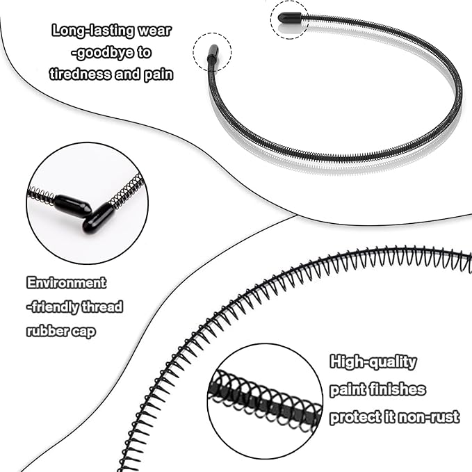 Metal Headbands for Men, Wavy Headband Perfect for Daily Hair Management, Workout, Running & Face Washing (10 Pack)