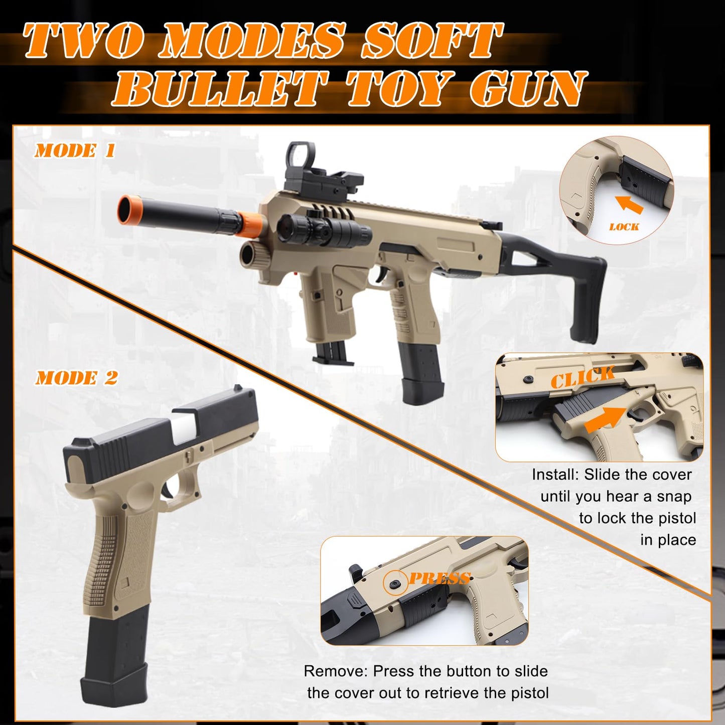 Bugrtey Two Modes Toy Gun Shell Ejecting Rifle with 80 Soft Bullets 40 Shells 2 Clips Soft Bullet Toy Guns Outdoor Shooting Games Christmas Halloween Birthday Gifts