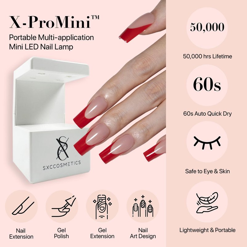 SXC Cosmetics French Tip Press On Nails β Red Series, Extra Short Almond Fake Nails X-Pro Tips Starter Kit | 160PCS, 16 Sizes, 5 Styles, Beginner-Friendly
