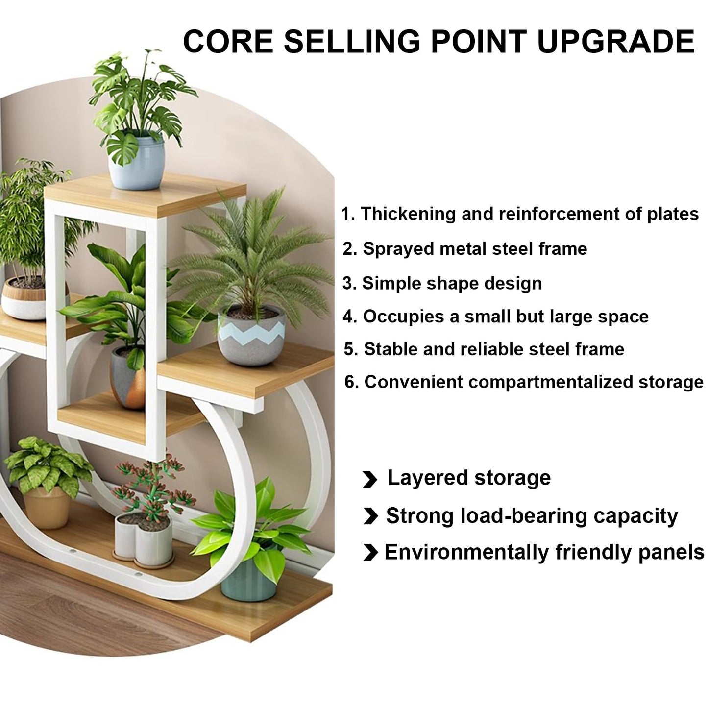 DJVHSRI 4-Tier Iron Flower Stand - Heart-Shaped Indoor Plant Display Rack Corner Storage for Garden Balcony and Courtyard - Stylish Metal Flower Pot Holder,6