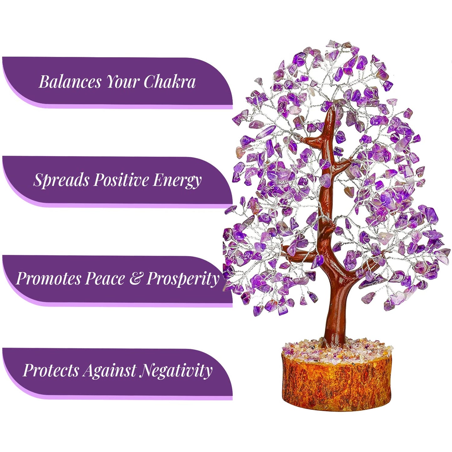 Amethyst Crystal of Life with Silver Wire, Feng Shui Gemstone Bonsai Chakra Tree for Healingof Life Decor, Spiritual Crystal Gifts for Women and Men, Moneyfor Meditation and Reiki