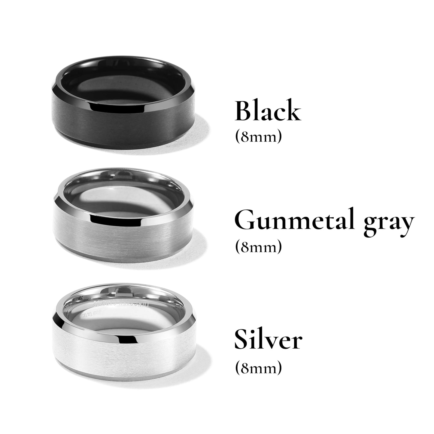 King Will 8mm Basic Wedding Ring For Men with Brushed Matte Surface Beveled Polished Edge Comfort Fit 11
