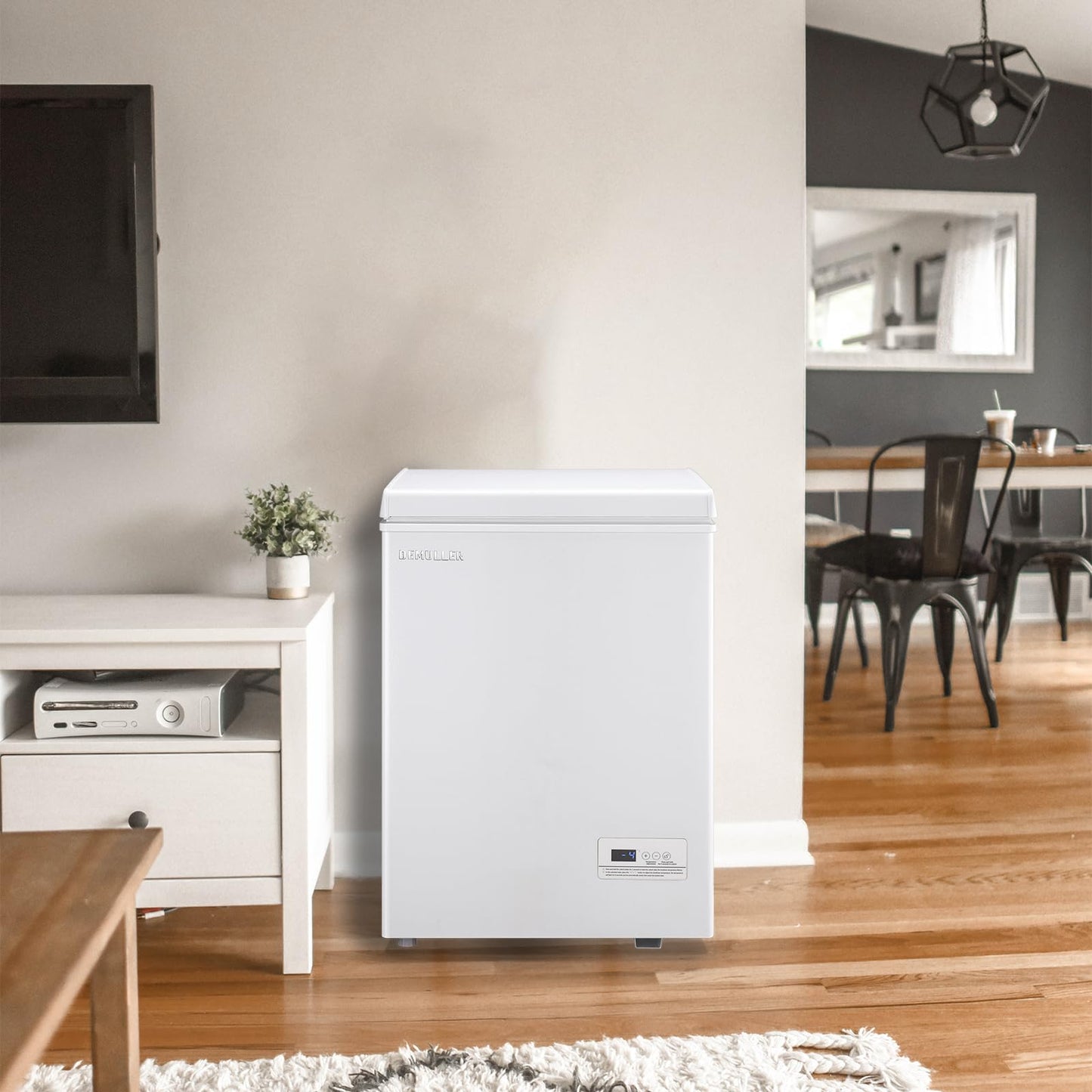 DEMULLER Small Chest Freezer Deep Freezers with Electronic Control Panel Top Open Door 2 Removable Baskets for Apartment Dorm Office Freestanding White