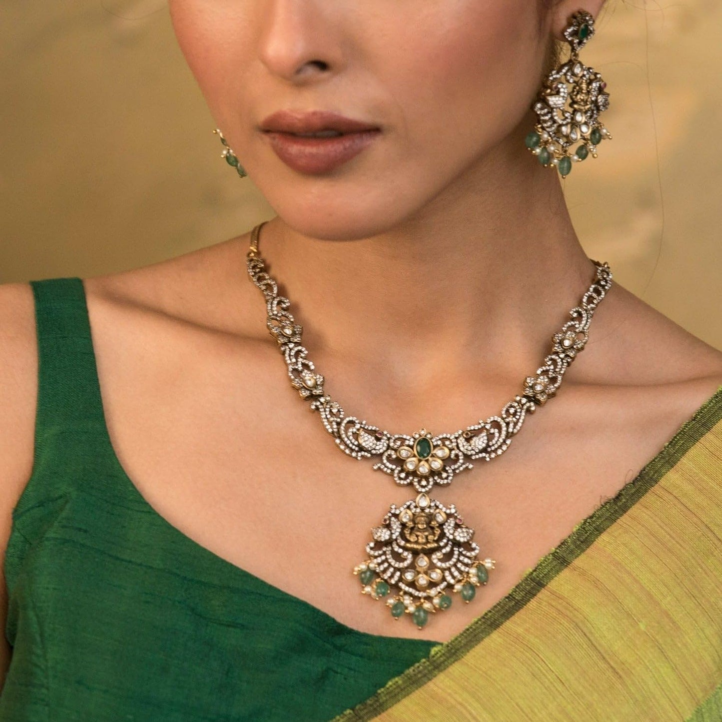 TARINIKA Atreyi Nakshatra CZ Short Necklace Set - Indian Jewelry Sets for Women | Perfect for Ethnic Occasions | Traditional Indian necklace | 1 Year Warranty*