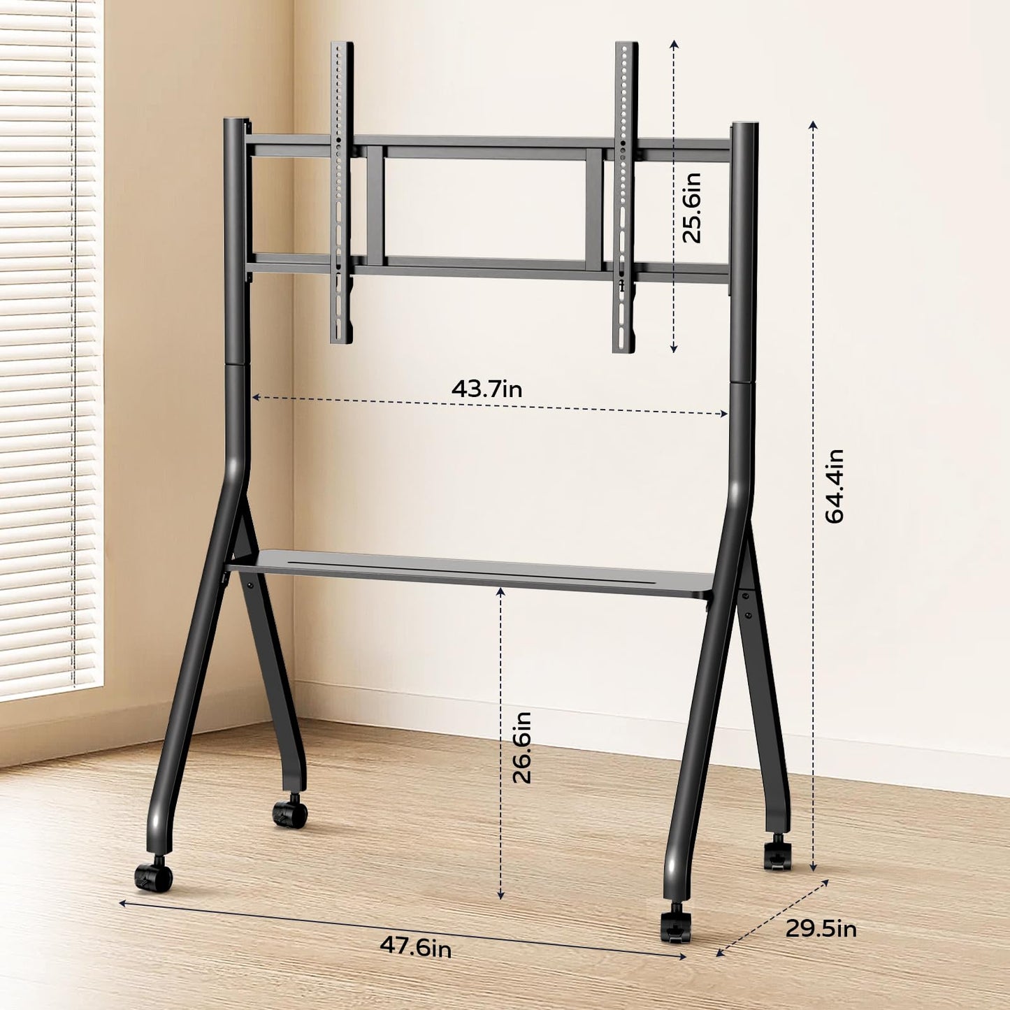 Smart Board Stand with Wheels, 55/65/75/86'' Interactive Whiteboard Stand, Mobile Stand with Four Lockable Wheels, COOLHOOD Stable and Easy to Move for Home Office School Classroom (Only Stand)