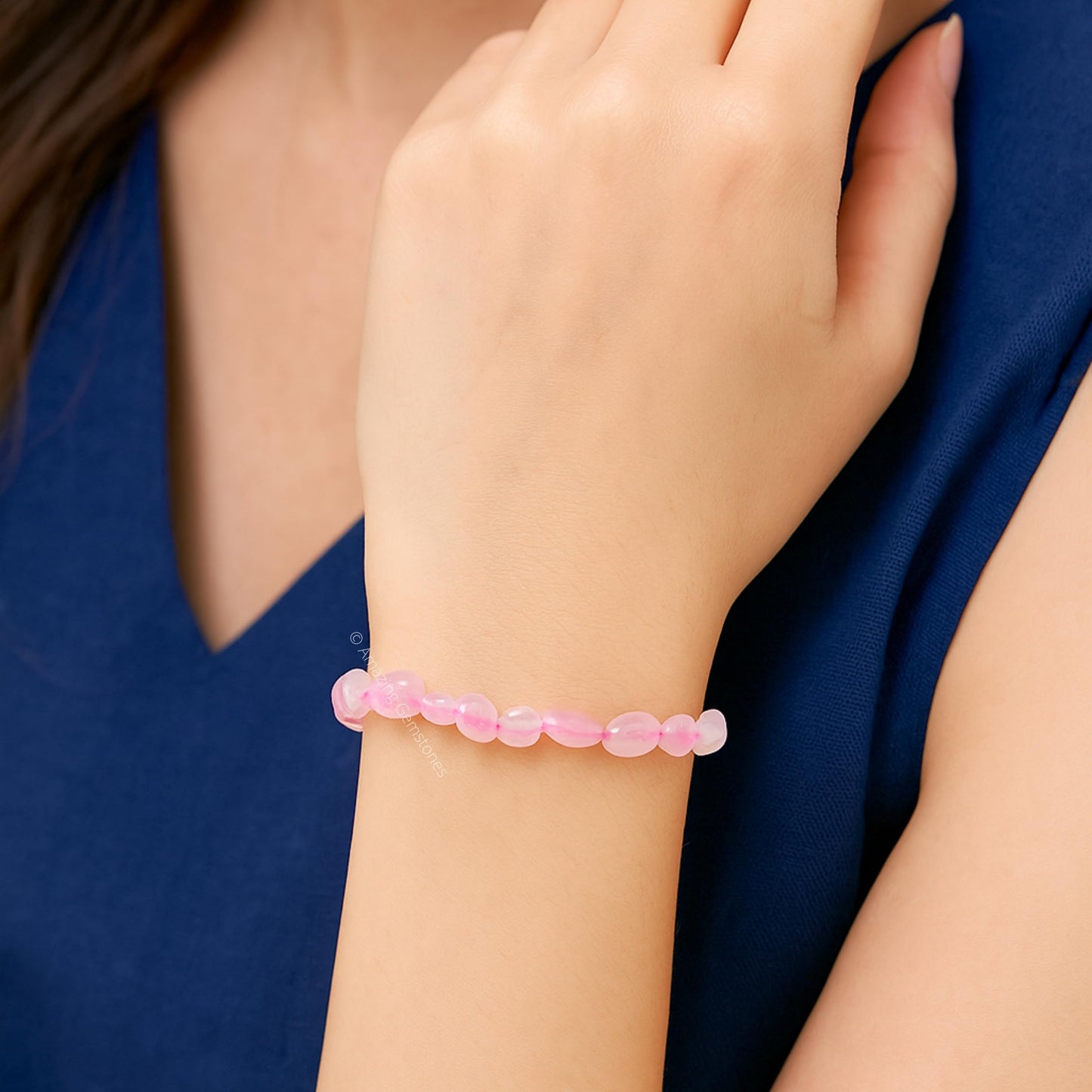 Amazing Gemstone Rose Quartz Bracelet for Women Men's Gifts - Chakra Protection Mens Bracelet - Rose Quartz Crystal Tumbled Stone - Beaded Pulseras Para Hombres Mujer Christmas Stocking Stuffers
