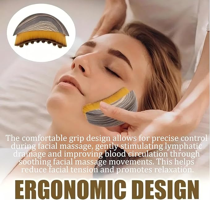 1Pcs Lymphatic Contour Face Brush, Lymphatic Drainage Massager, Ergonomic Face Beauty Tool,Designed to Fit The Skin Precisely and Relieve Fatigue for All Skin Types