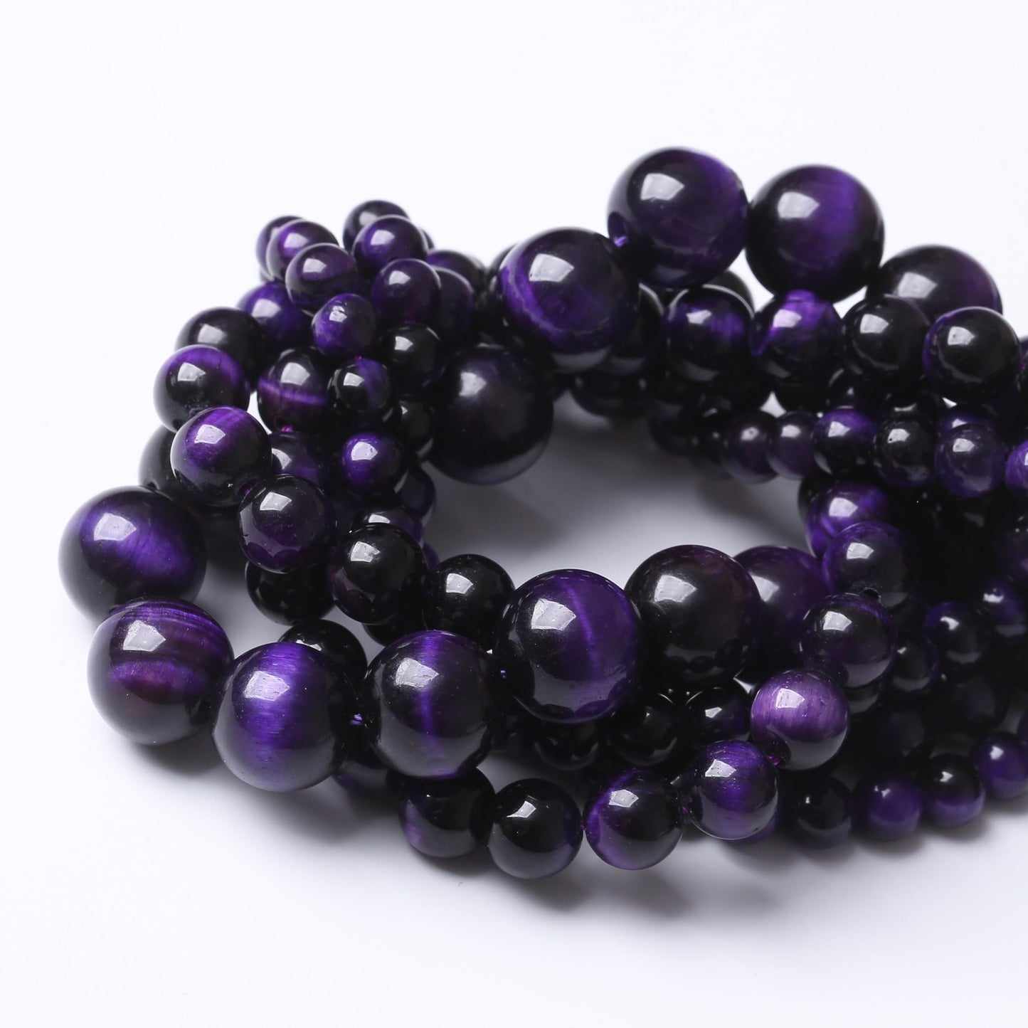 Natural Purple Tiger Eye Stone Beads for Jewelry Making DIY Bracelet Necklace Jewelry Making 1 Strand 15.5inch 35PCS 10MM