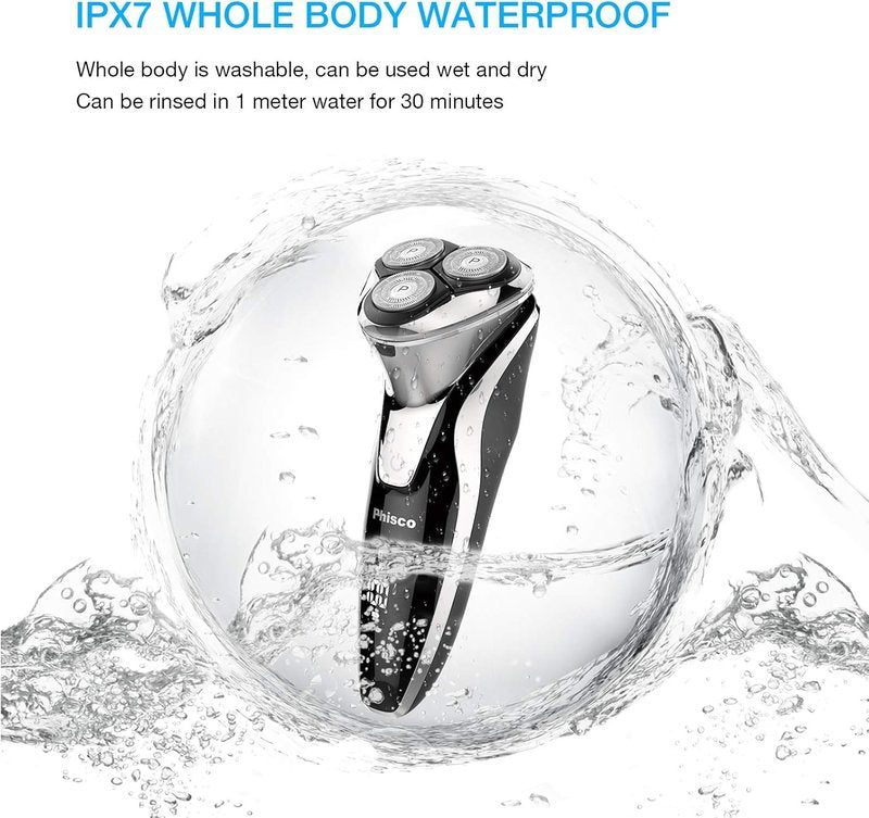 Electric Shaver for Men - Rechargeable Rotary Razor with Pop-Up Trimmer | Waterproof LED Display