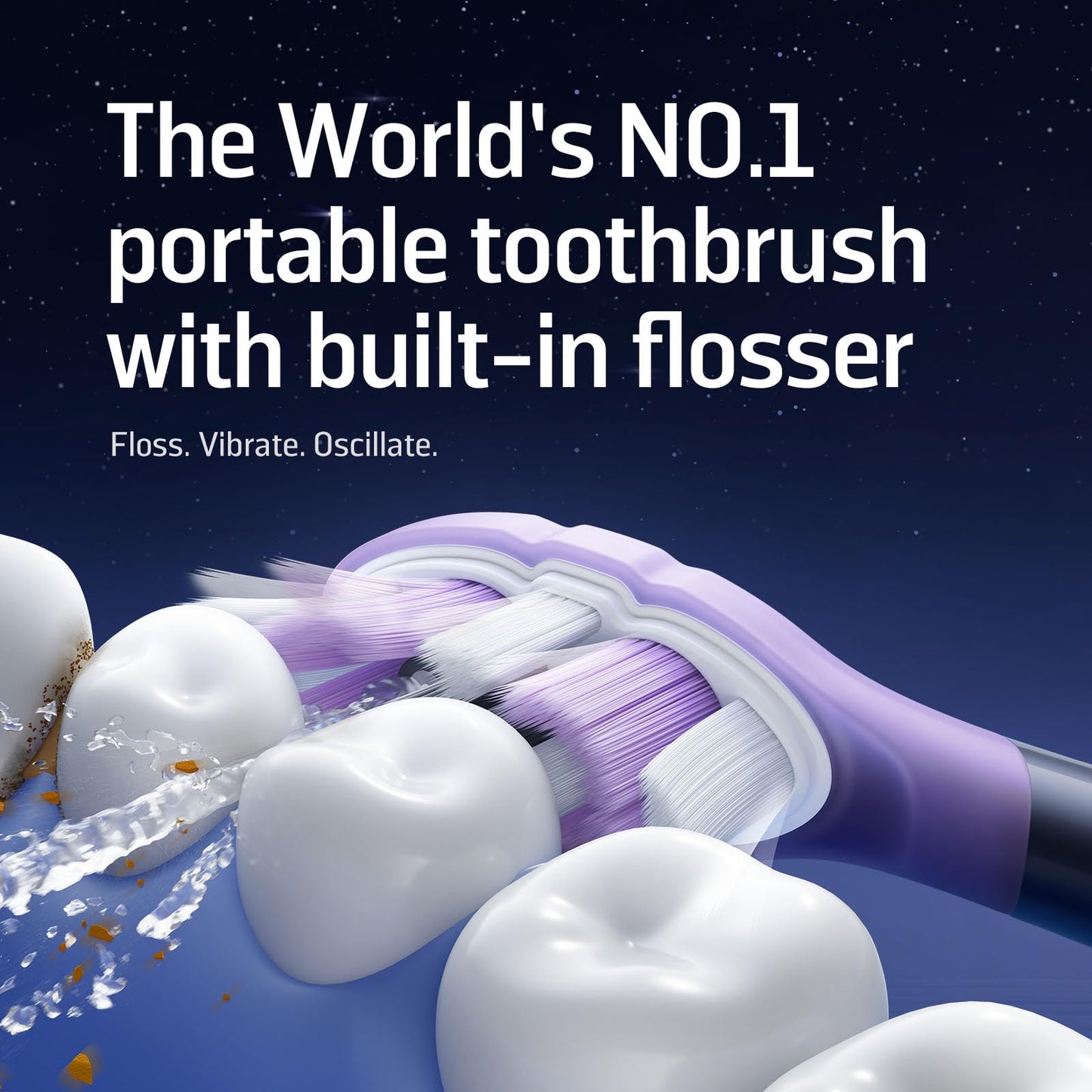 Soocas NEOS II Ultra – Electric Toothbrush with Water Flosser Combo, 3-in-1: Flosses, Vibrates and Oscillates, Flossing Toothbrush for Adults, Cordless Water Flosser for Travel, Midnight Blue