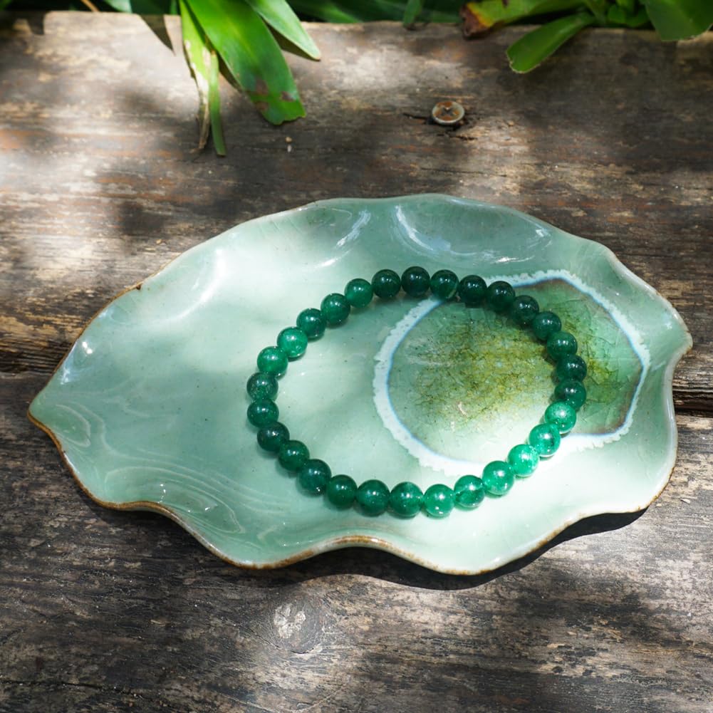 TaHLga 6mm Emerald Bracelet | Natural Green Heart Chakra Crystal Beads - Handmade Gemstone Meditation Bracelet for Abundance & Love & Luck | Beading Tool Kit - Fits for 6-7 inch Small Wrist Size