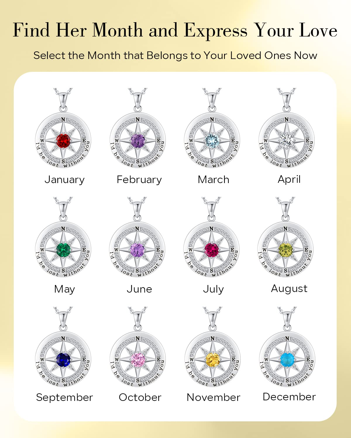 S925 Sterling Silver Necklace for Wife, Women Anniversary Year Gifts Compass Jewelry, Birthday Gift Ideas for Her Girlfriend Woman Necklaces, 18K White Gold November