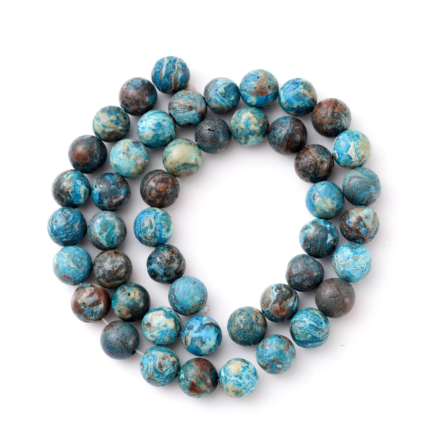 8mm 45pcs DIY Natural Blue Pattern Agate Stone Beads Round Healing Crystal Gemstone Loose Beads for Jewelry Making Handmade Bracelet Necklace