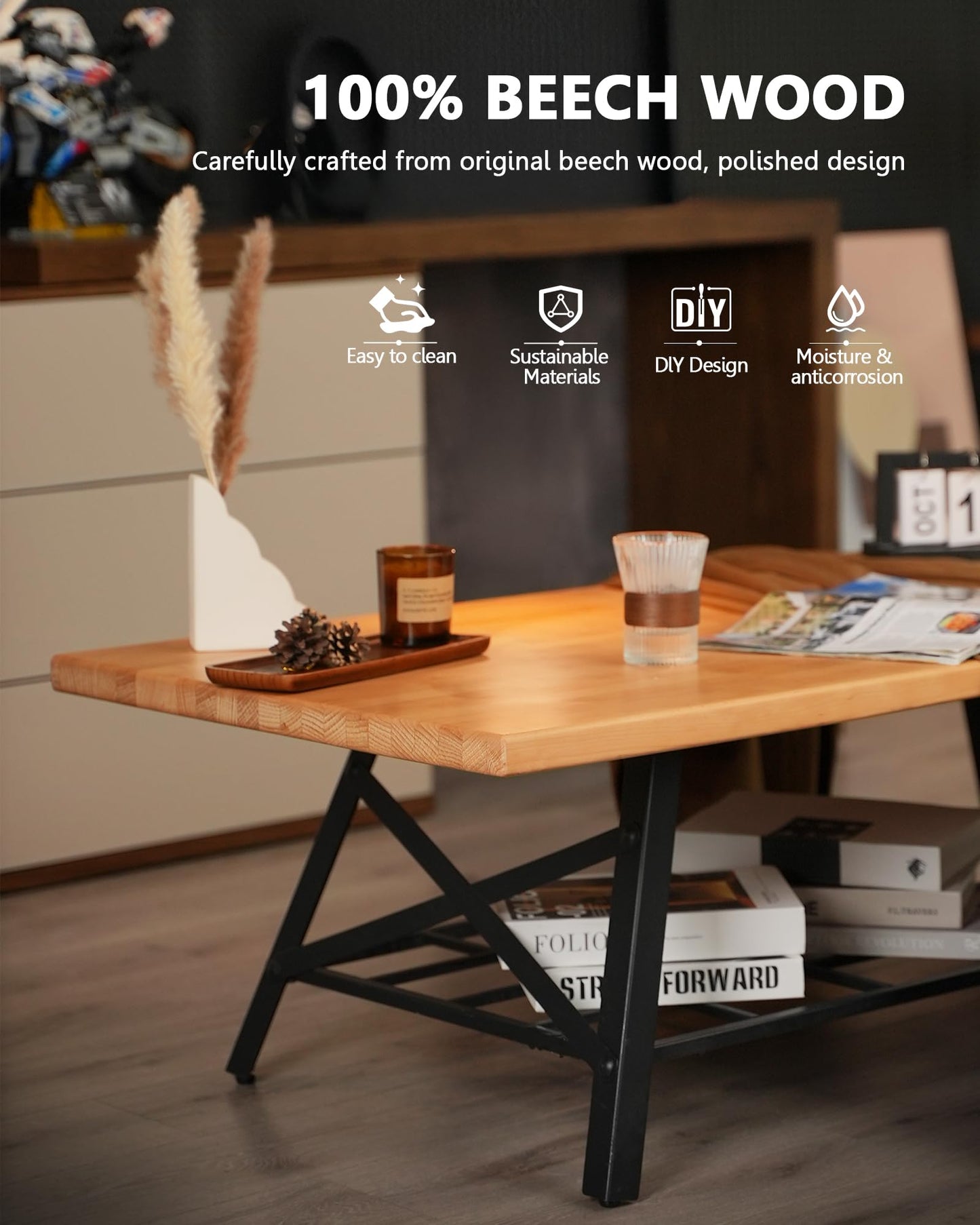24"x25" Butcher Block Countertop, DIY Beech Countertop, 1.5'' Thick Waterproof Table Top, Used as Cutting Board, Office Desk Tops, Living and Dining Room Tables, Laundry Counters, Kitchen Island