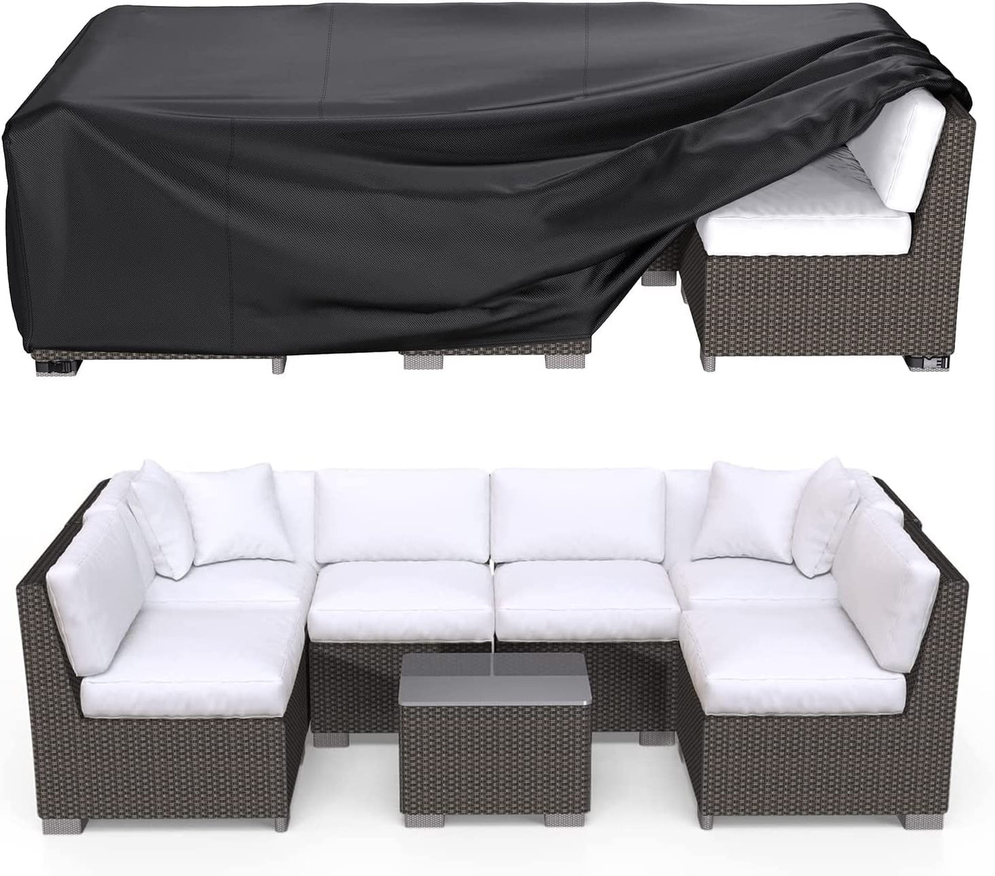 BROSYDA Patio Furniture Covers, Heavy Duty Outdoor Furniture Cover Waterproof, Sectional Sofa Set Coves Table and Chair Set Covers, 62"LÃ42"WÃ28"H