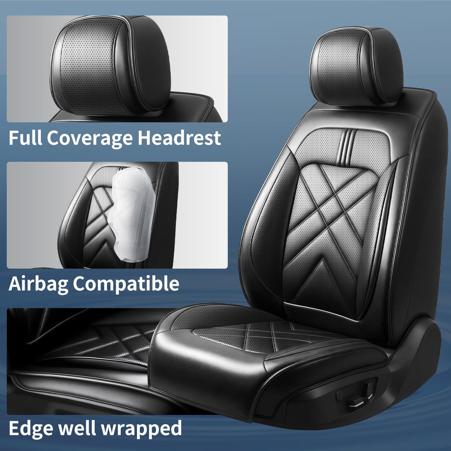 YOGLOD RAV4 Car Seat Covers Custom Fit for Toyota RAV4 2013-2025 2026, Full Coverage Leather Waterproof Breathable Seat Covers Full Set, Automotive Seat Protectors, Airbag Compatible(5 Seats, Black)