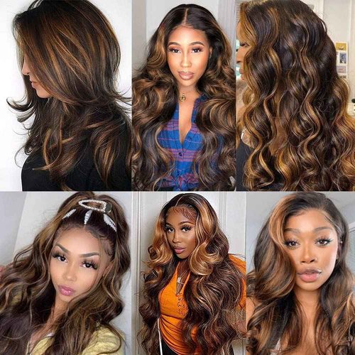 Habiliana Human Hair Bundles 20 22 24 Inch Chocolate Brown P4/30 Body Wave Bundles Human Hair 100% Unprocessed Soft Sewn In with Double Drown Weft for Black Women