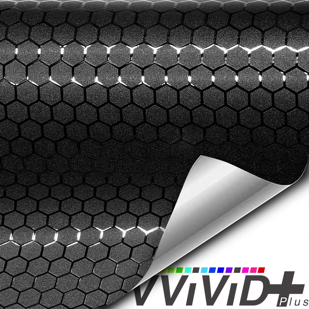 VViViD+ Honeycomb Matte Black Medium Pattern Car Wrap Vinyl (25ft x 5ft)