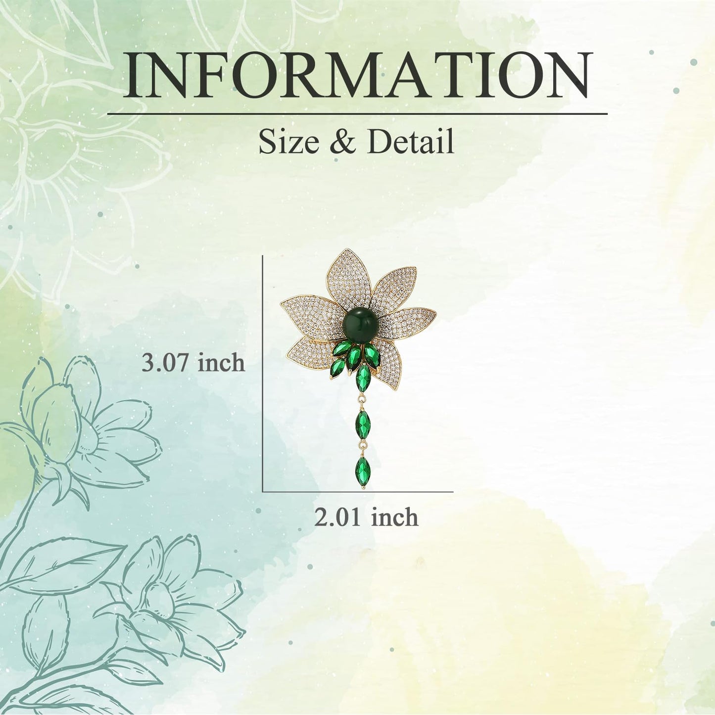 EMEGCY Emerald Lotus Brooch for Women Gold Flower Brooch Pin 18K Gold Plated Lotus Flower Lapel Pin Lotus Jewelry for Mother Wife Birthday