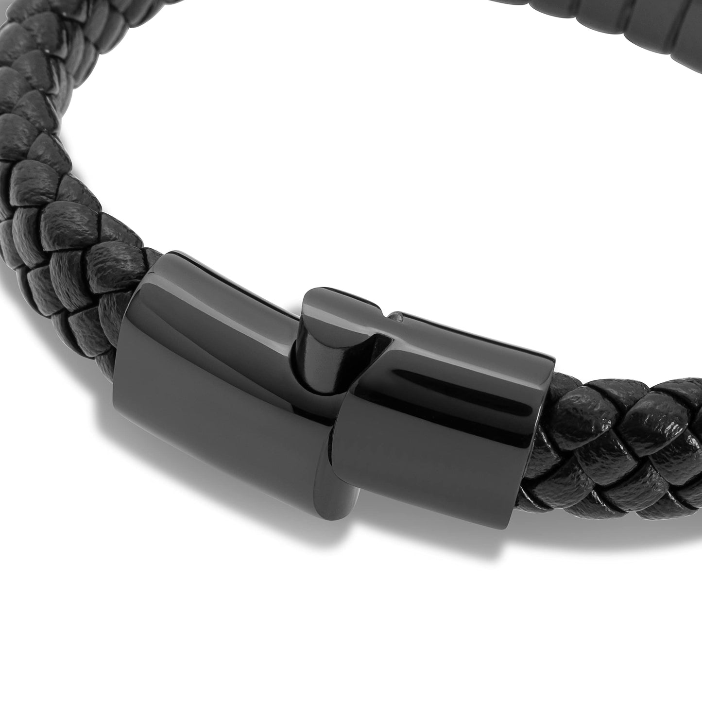 SERASAR Black Bracelet Leather Men 17cm Gift Box Genuine Cowhide Braided Adjust Able Magnetic Clasp Multi Layer Wrap Rope Man Mans Male Mens Bracelets Band Jewelry Magnet Accessories
