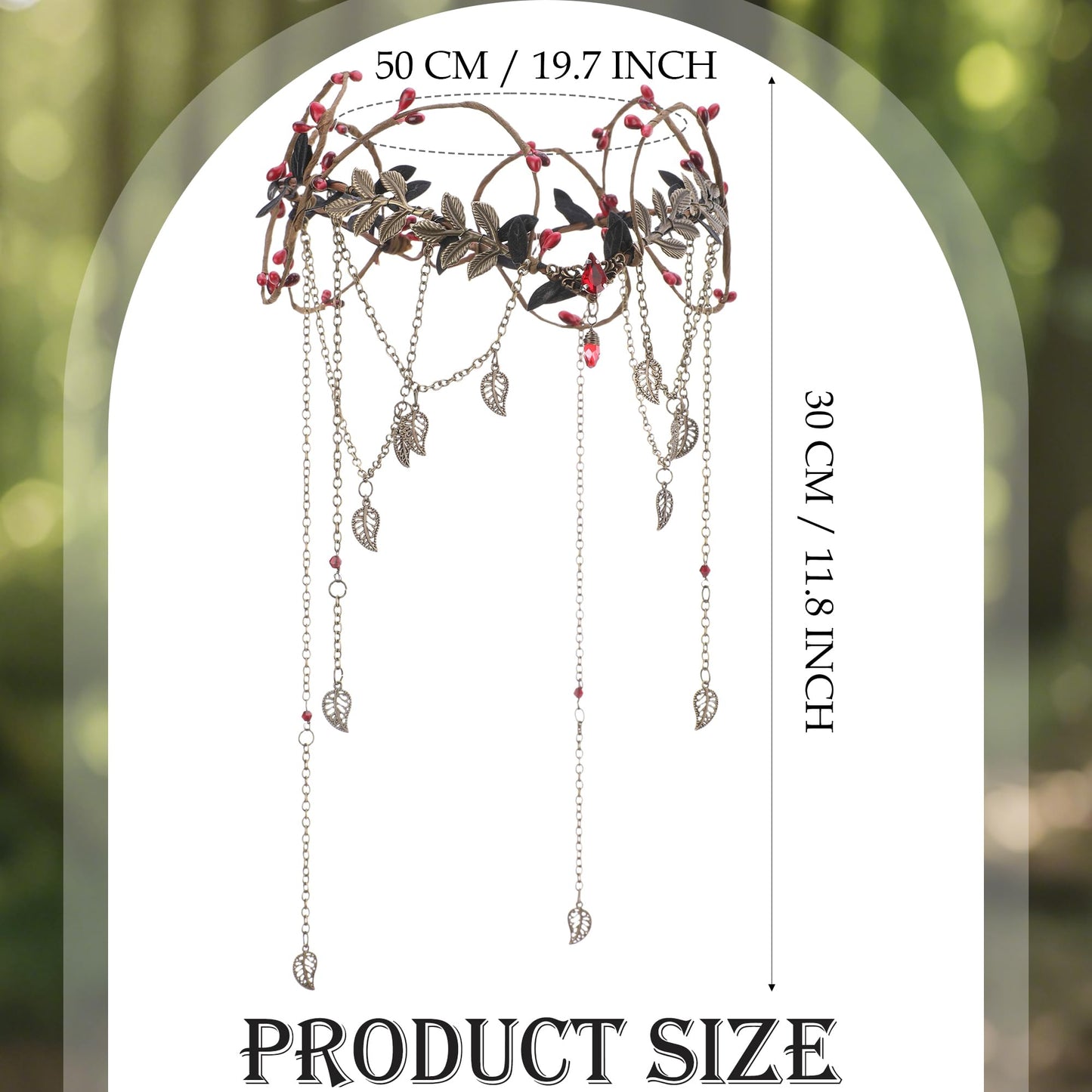 MOSTORY Gothic Flower Elf Crown - Dark Fairy Crown with Tassel for Vampire Accessories Women Witch Aesthetic, Medieval Elven Headpiece with Leaves for Renaissance Renfaire Cosplay