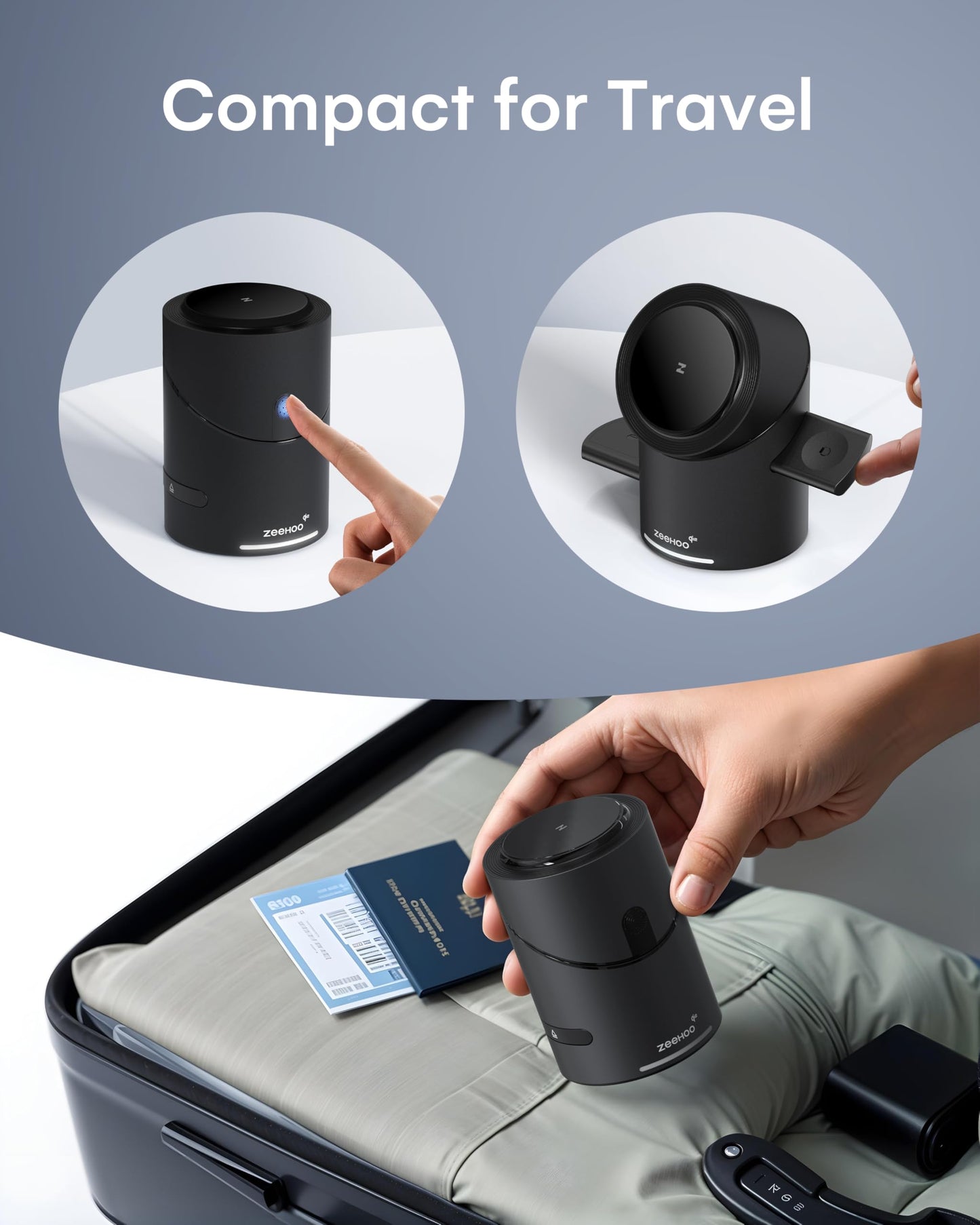 ZEEHOO 3 in 1 Charging Station for Apple Devices, Mag-Safe Charger Stand, Qi2 15W Auto-Rotating Wireless Charger for iPhone 17 16/15/14/13/12 Series& AirPods& iWatch(Black)