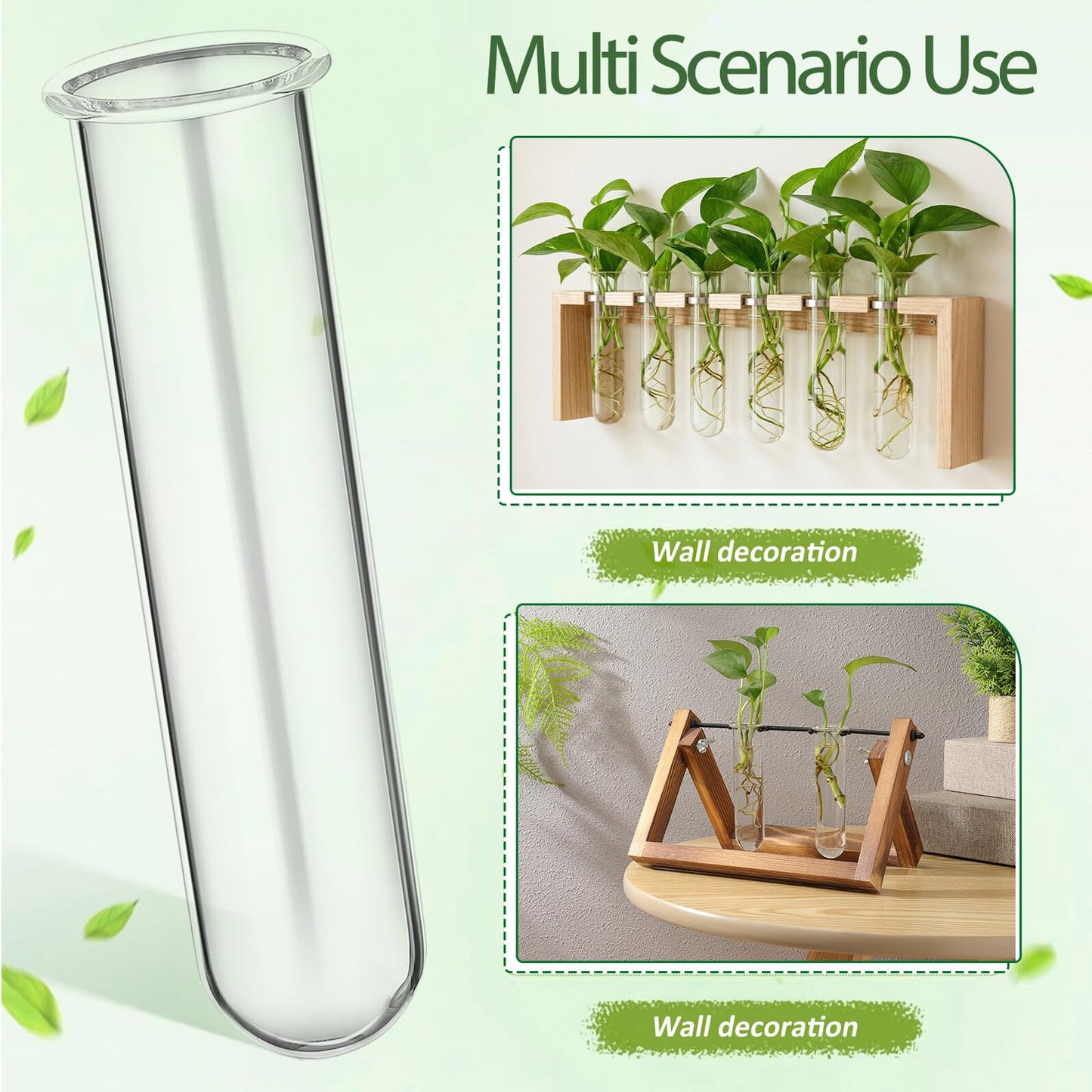 Healifty 5pcs Glass Test Tube Propagation Station for Desk Plant Hydroponics, Small Terrarium Vase Set 2.5x3x11cm, Convenient Hydroponic Plant Propagation Tubes