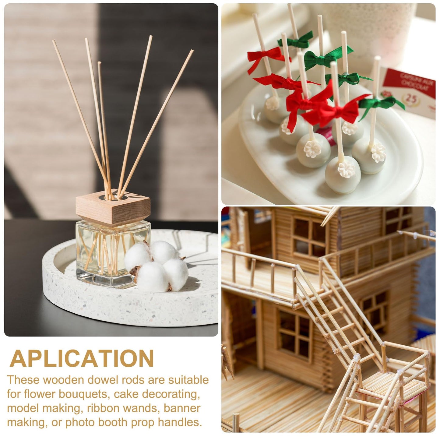 PATIKIL 100Pcs Wooden Dowel Rods, 1/5" x 6" Unfinished Craft Rod Sticks Wooden Sticks for Crafts Cake Hardwood Dowels DIY Projects Flower Bouquet, Green