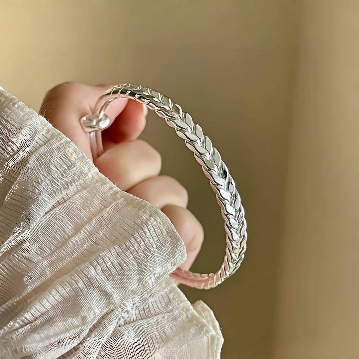 Baoaichi Handmade 925 Sterling Silver Bangle For Women Adjustable Silver Wrap Bracelets Boho Weave Pattern Cuff Bracelets Trendy Braided Bangles Jewelry Birthday Gifts for Women Wife