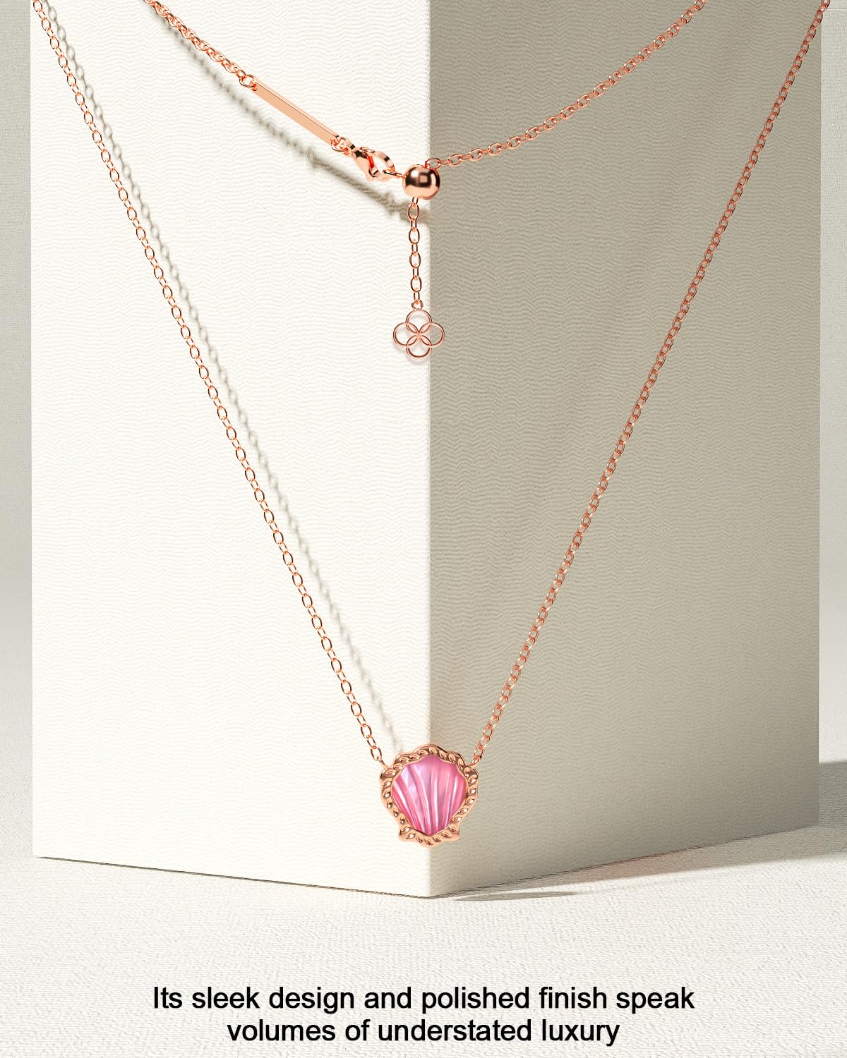 AICase 18K Gold Plated Pendant Necklace for Women,Shell Ivory Mother Of Pearl Fashion Dainty Jewelry,Anniversary Birthday Gifts for Women/MoM/Sister/Friends/Her/Wife/Grandma/Coworker_Rose Gold+Pink