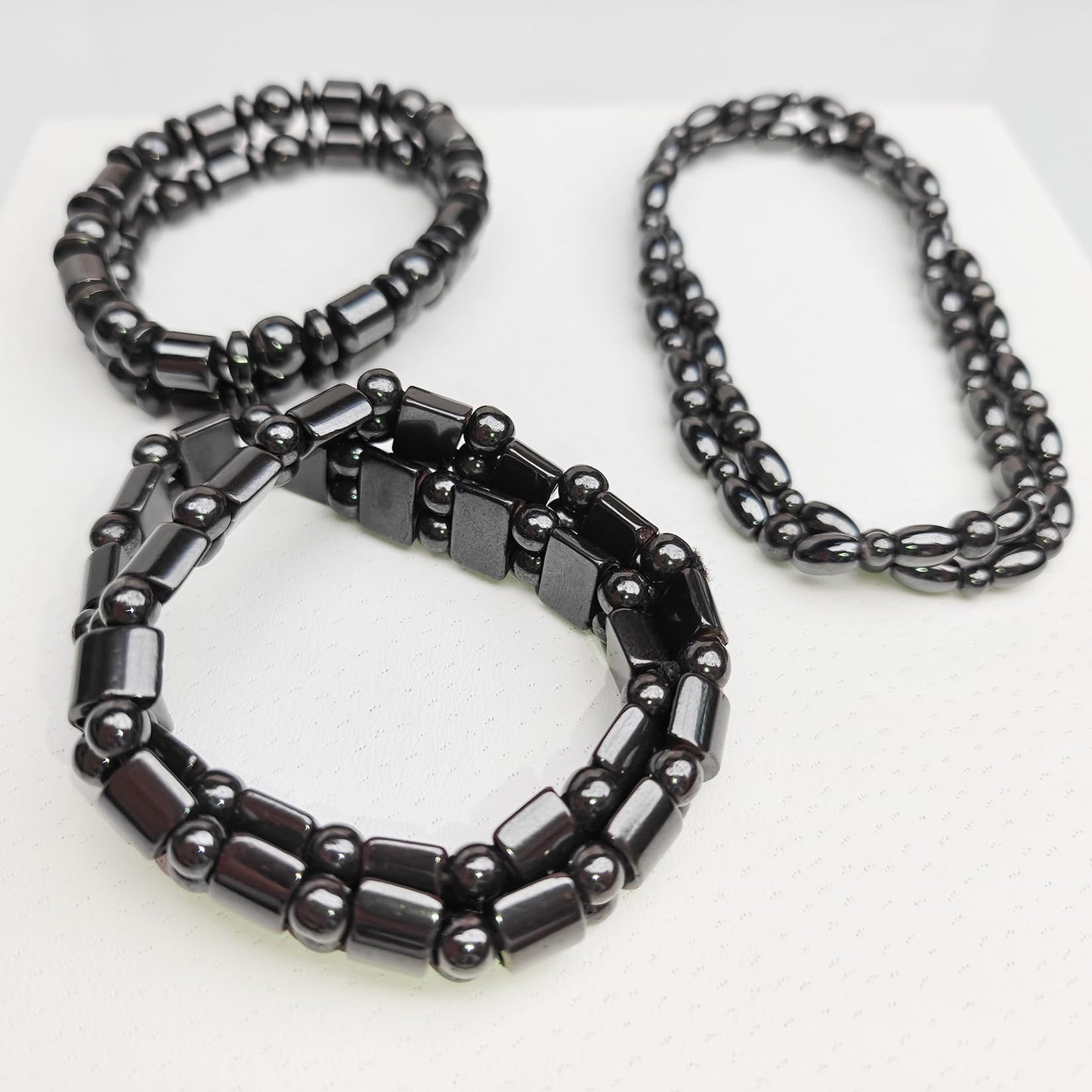 VIKI LYNN 2 Sets of Hematite Metal Megnetic Therapy Bracelets+2 Pcs of Magnetic Anklets Good for Health