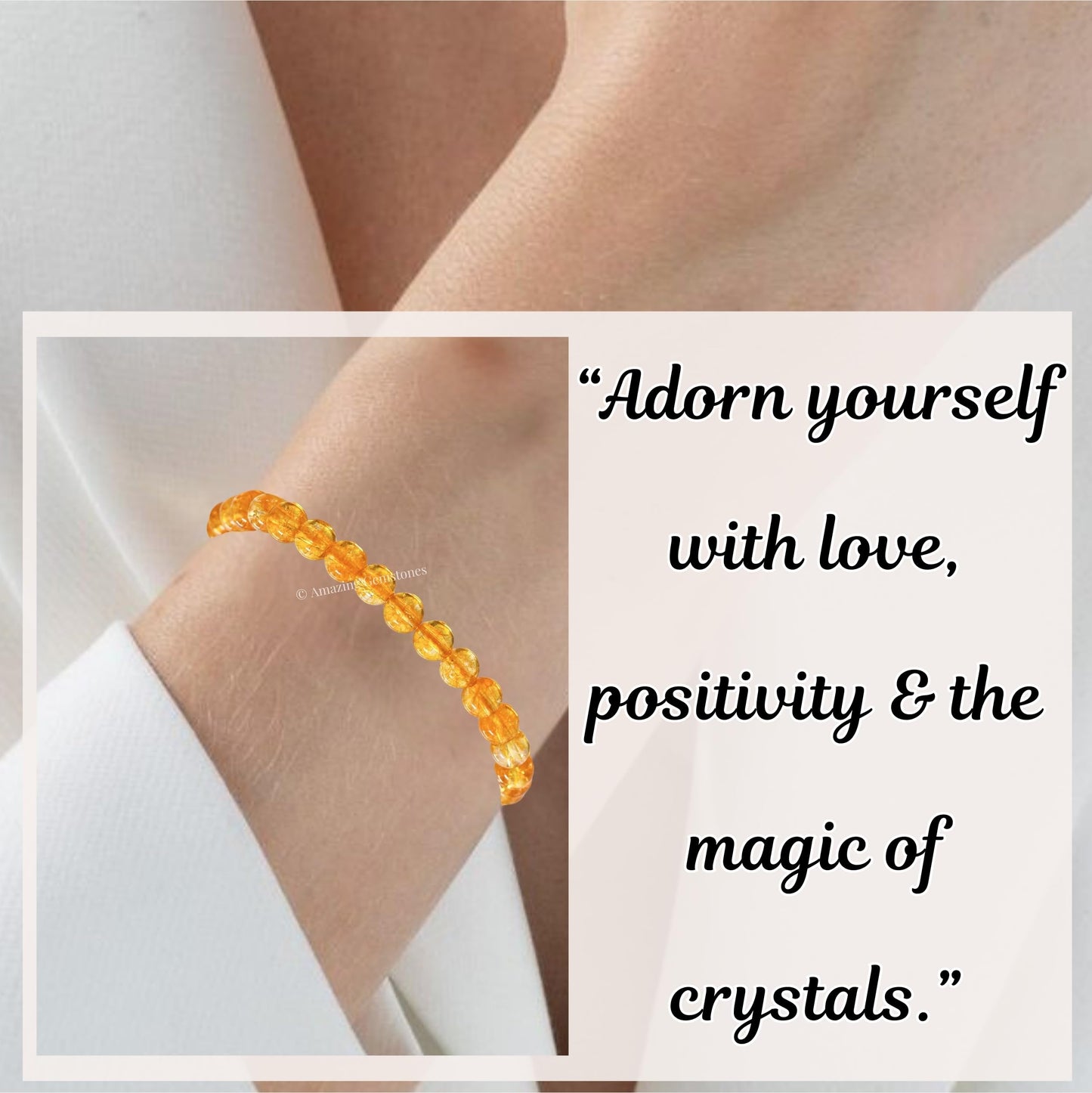 Amazing Gemstone Citrine Onyx Bracelet, Gifts For Men & Women - Protection Healing Crystal Bracelet - 6mm Gemstone Beaded Adjustable Bracelet, Pulseras Para Hombres Mujer Stocking Stuffers