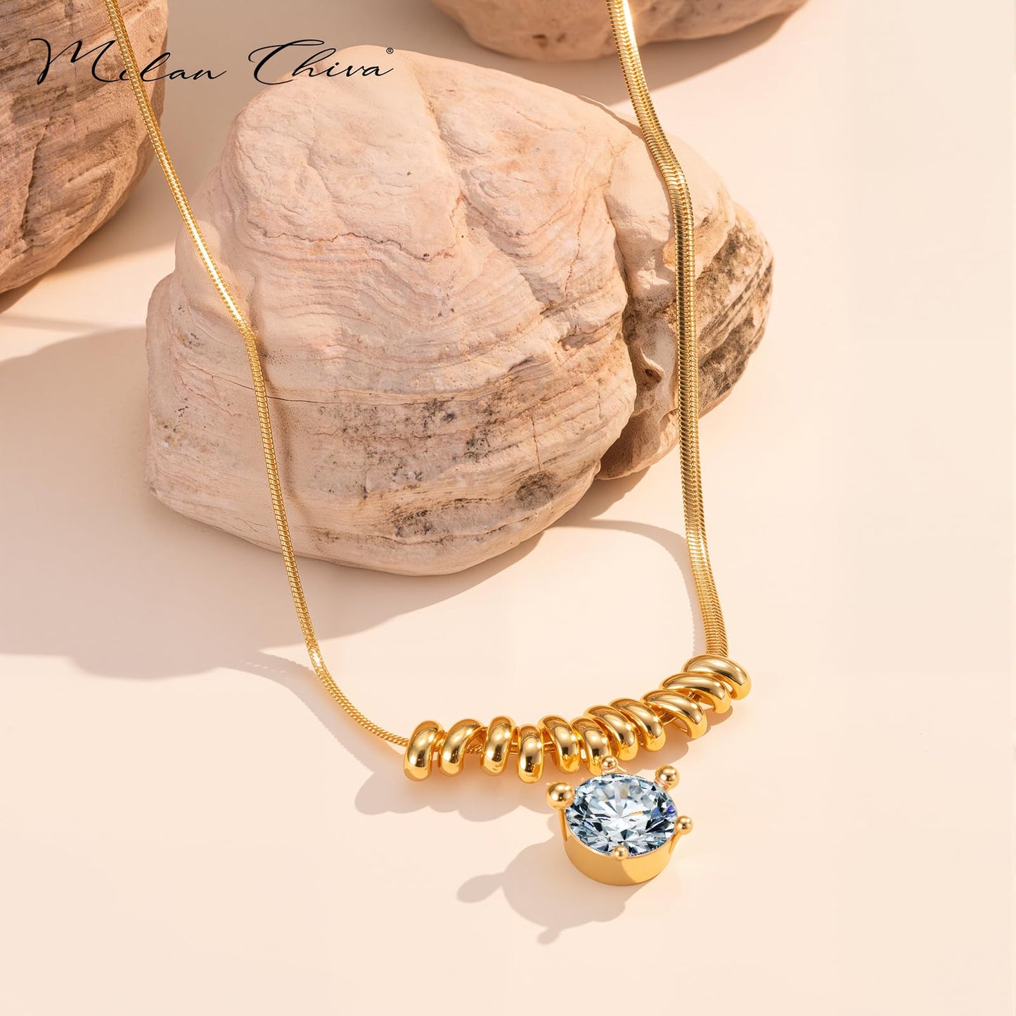 Milan Chiva 14K Gold Chunky Choker Plated Necklace for women, Dainty Trendy Non Tarnish Pendant Charm Necklaces Fashion Jewelry for Women Diamond ABU-MNS-1055GD