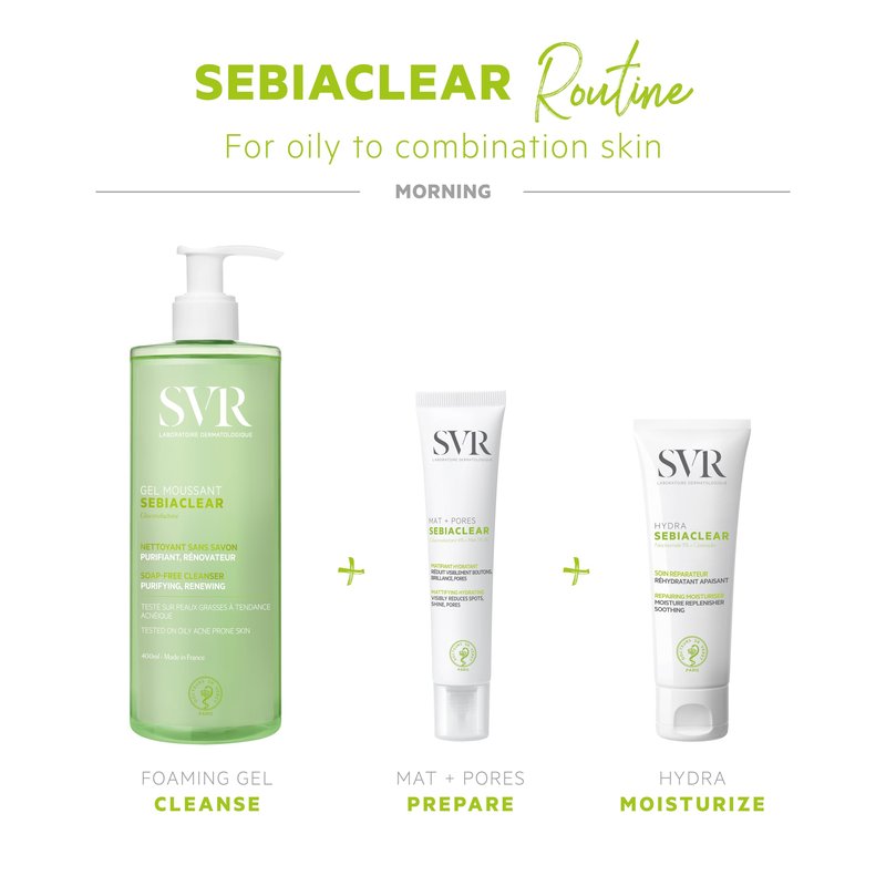 SVR - Sebiaclear Mat + Pores - Oil-Free Daily Matte Moisturizer with Salicylic Acid & Niacinamide - For Oily, Combination, and Sensitive Skin - Reduces Visible Pores - Dermatologically Tested - 40ml