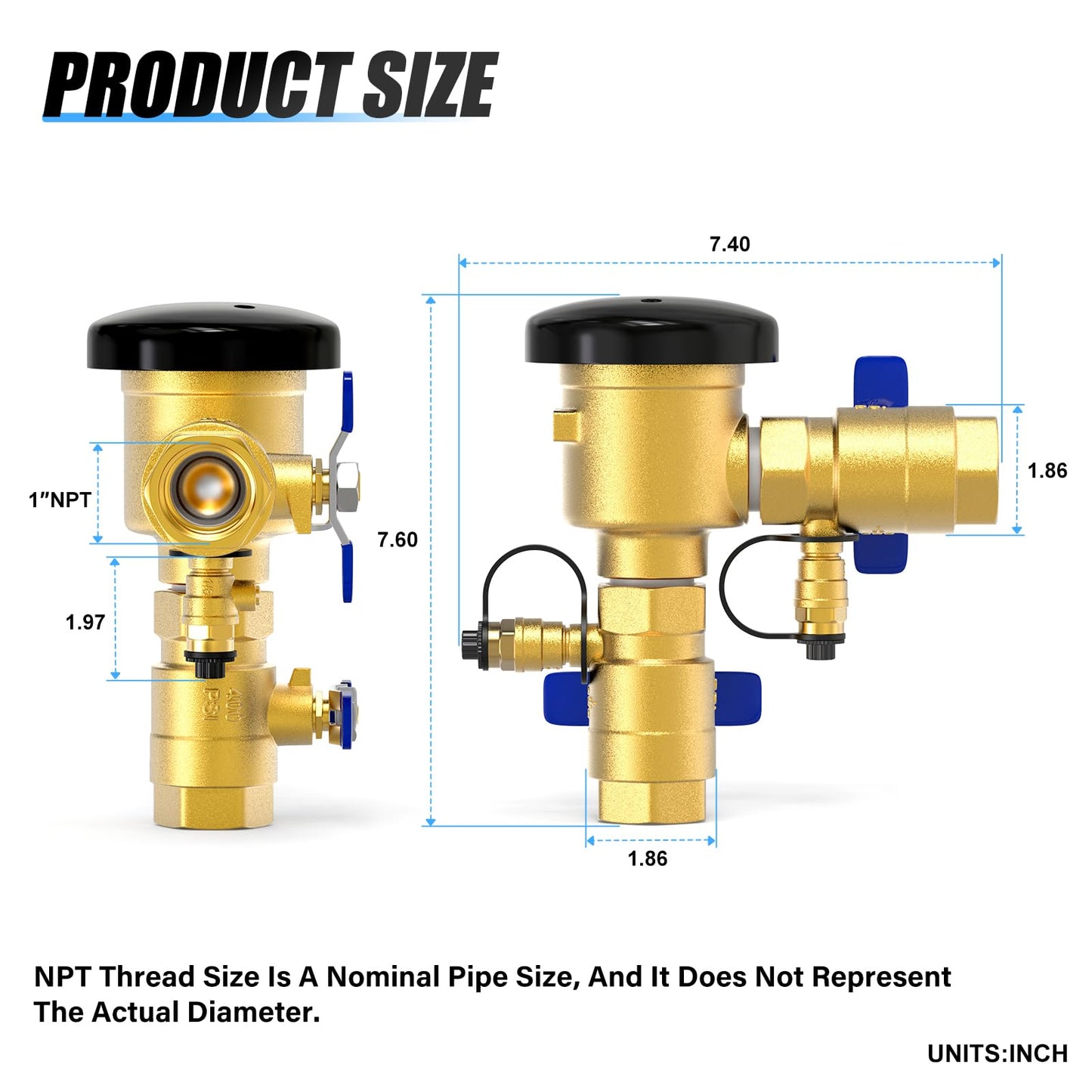MEANLIN MEASURE 1" Pressure Vacuum Breaker Assembly, Brass Backflow Preventer Valve, Max 400Psi, for Lawn Irrigation System and Commercial Water Supply Systems with 720A-Style Installations