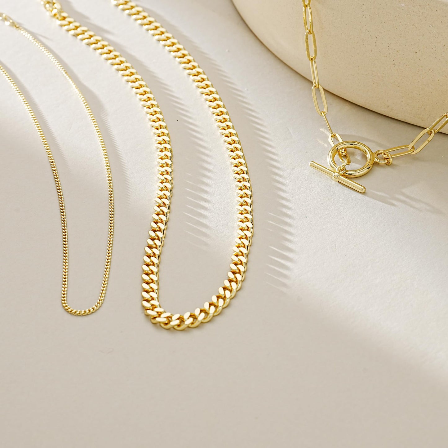 YOIHUR Gold Layered Necklaces for Women, 14K Gold Plated Dainty Necklace Chain Choker Necklaces Herringbone Necklace Set Gold Jewelry Gift for Women