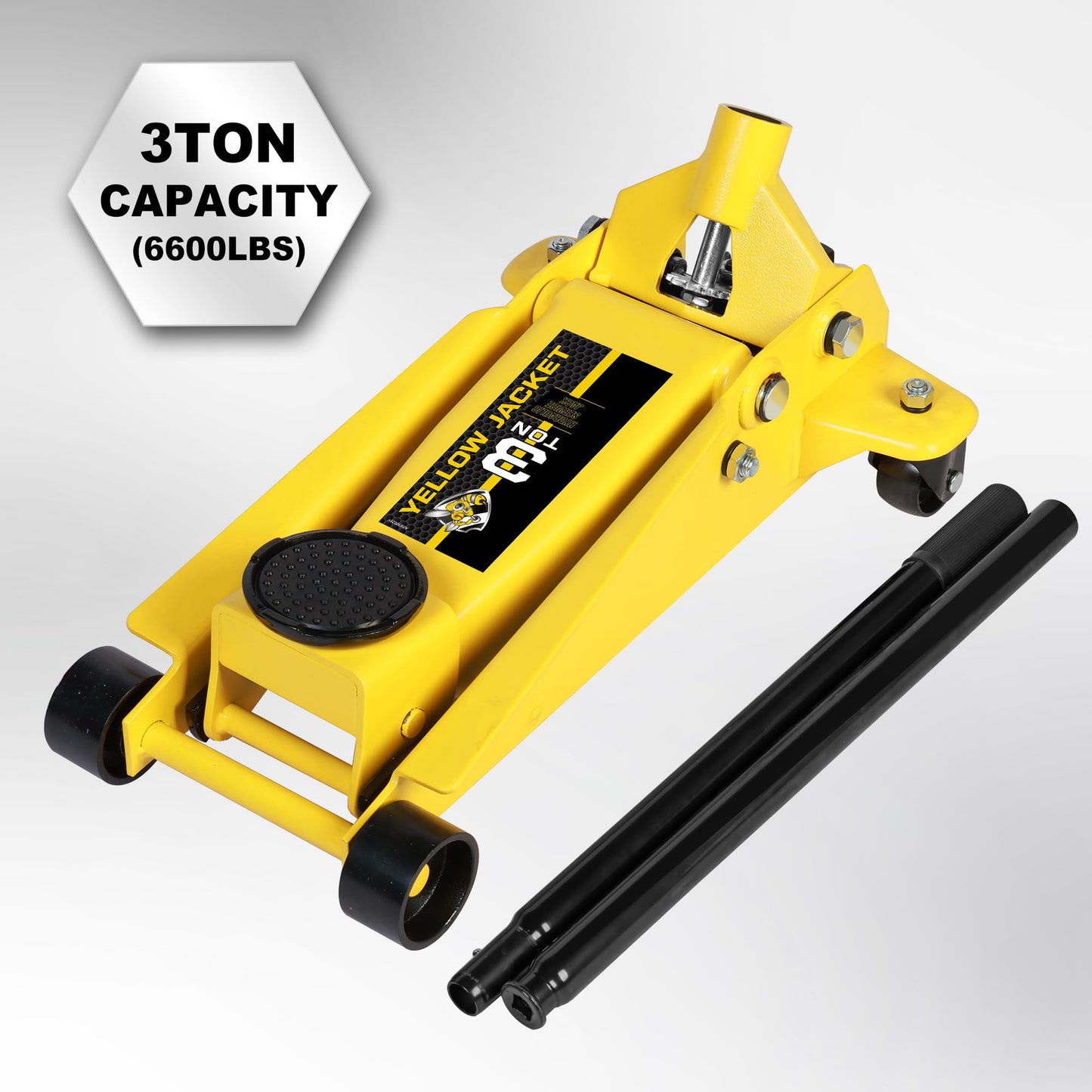 YELLOW JACKET Floor Jack 3 Ton for Quickly Car Lift, Hydraulic Service Floor Jack 6600 lb Capacity