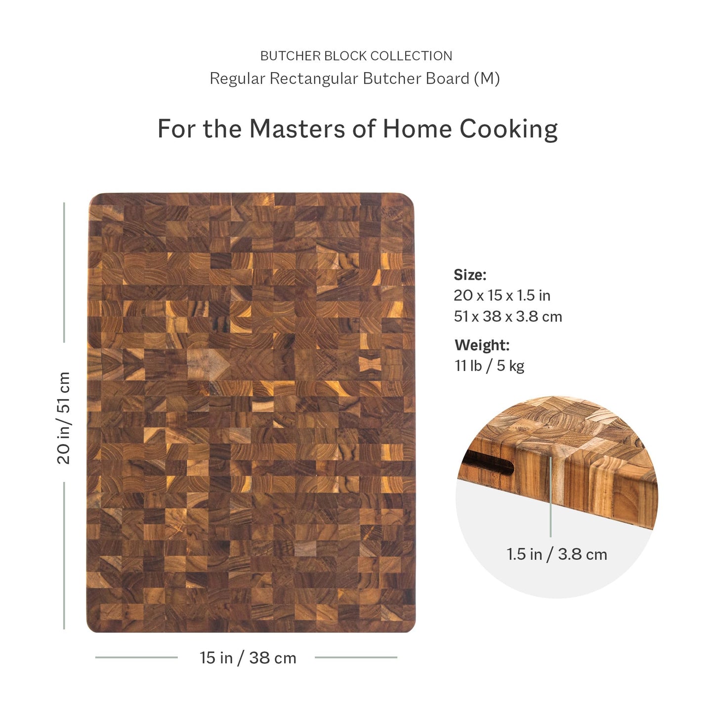 Teakhaus Butcher Block Cutting Board - Large Wooden Cutting Board - Holiday Gift Ideas for Men and Women - Gift-Ready End Grain Wood, Knife Friendly - FSC Certified